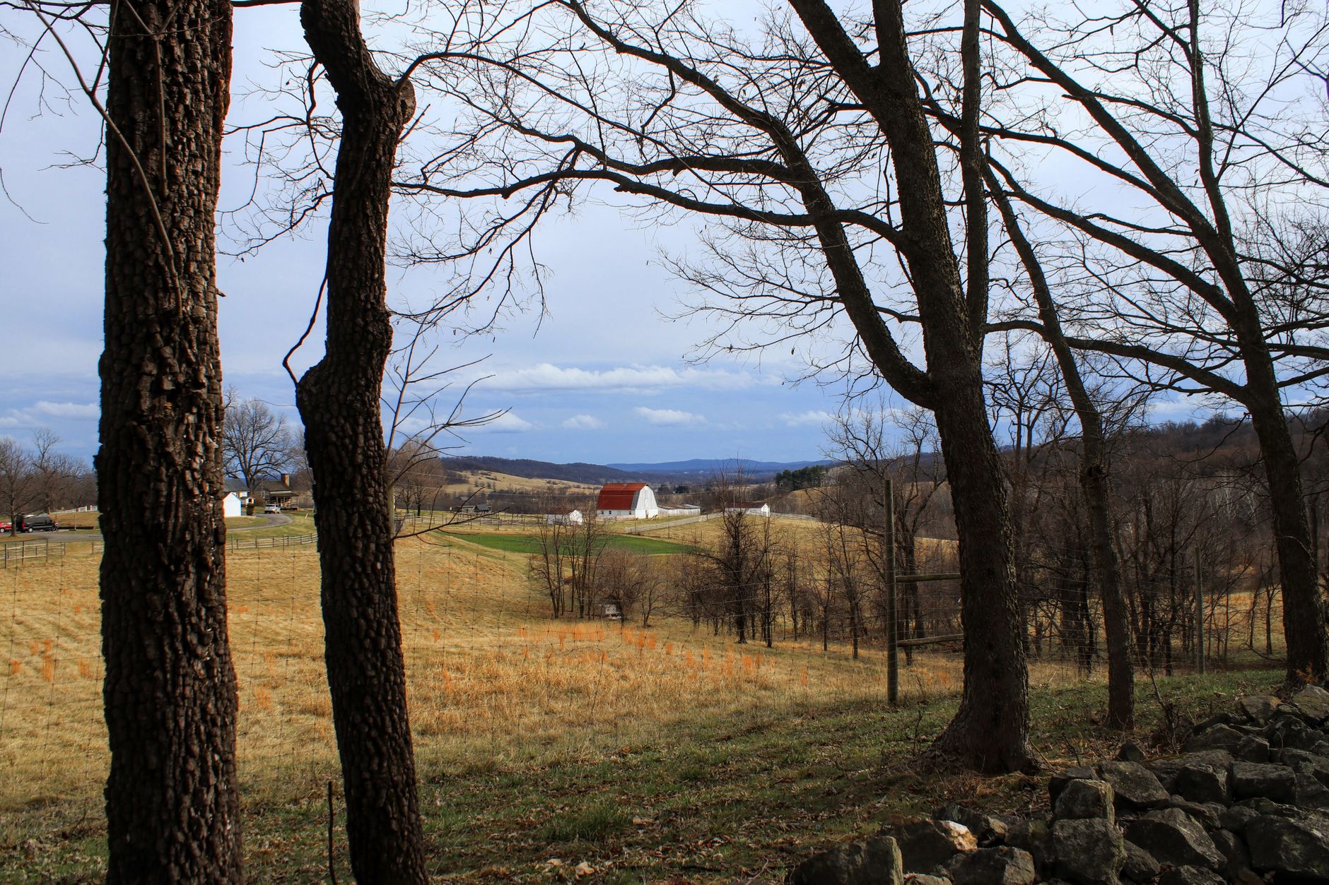 Rural Virginia pastureland and hay fields in a mountain valley setting