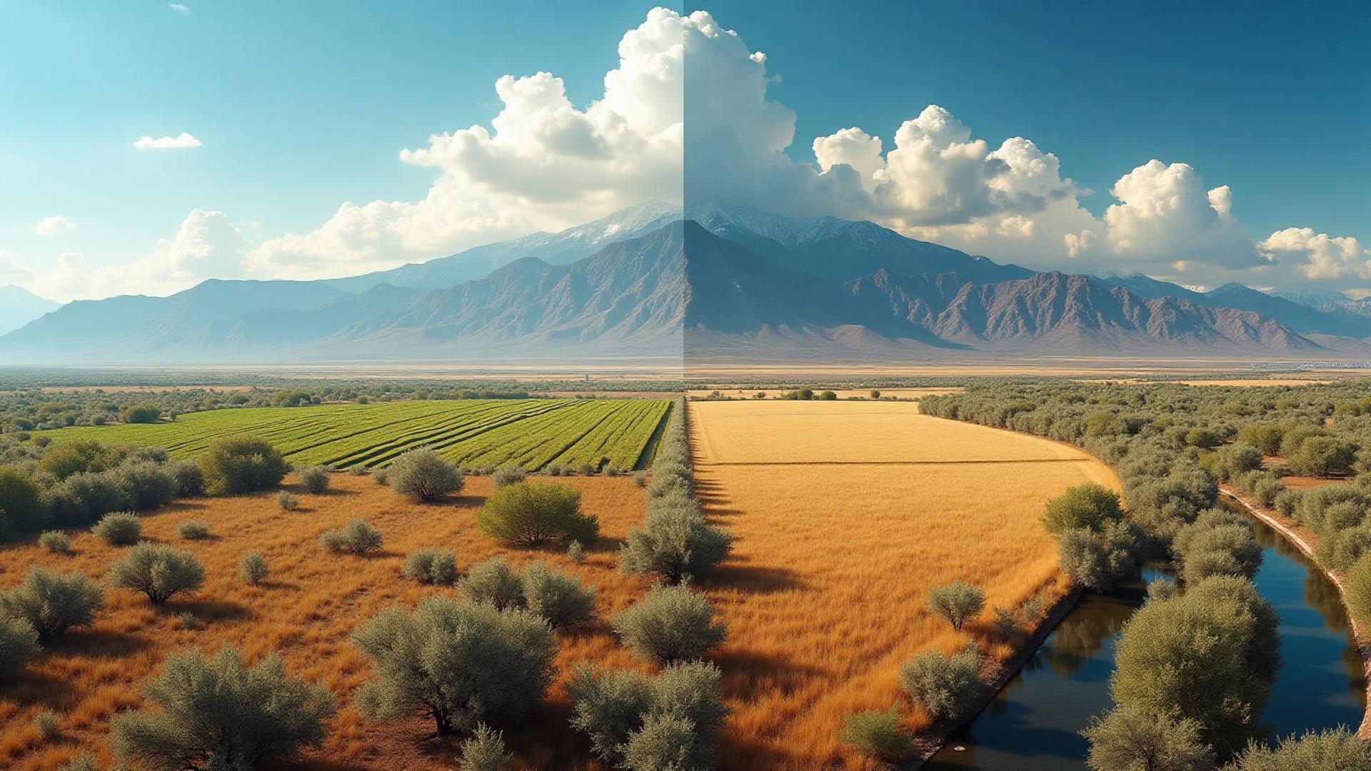 Diverse American landscapes showing farmland, desert, mountains, and coastal properties