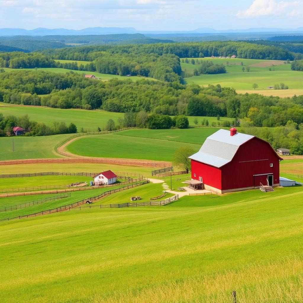 Red barn and farmland in Alamance County