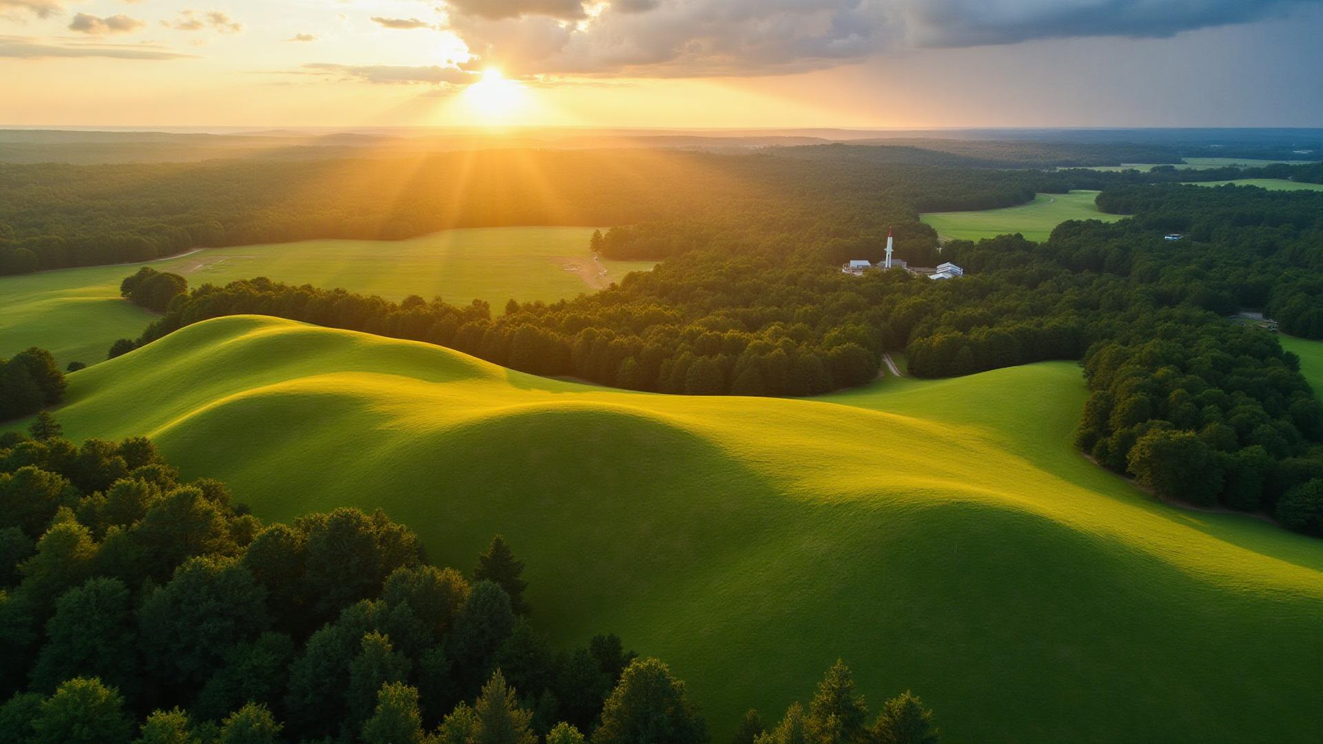 Rolling hills and farmland in Anderson County South Carolina