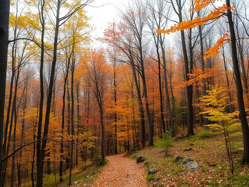 Wooded acreage with autumn colors in Cabarrus County