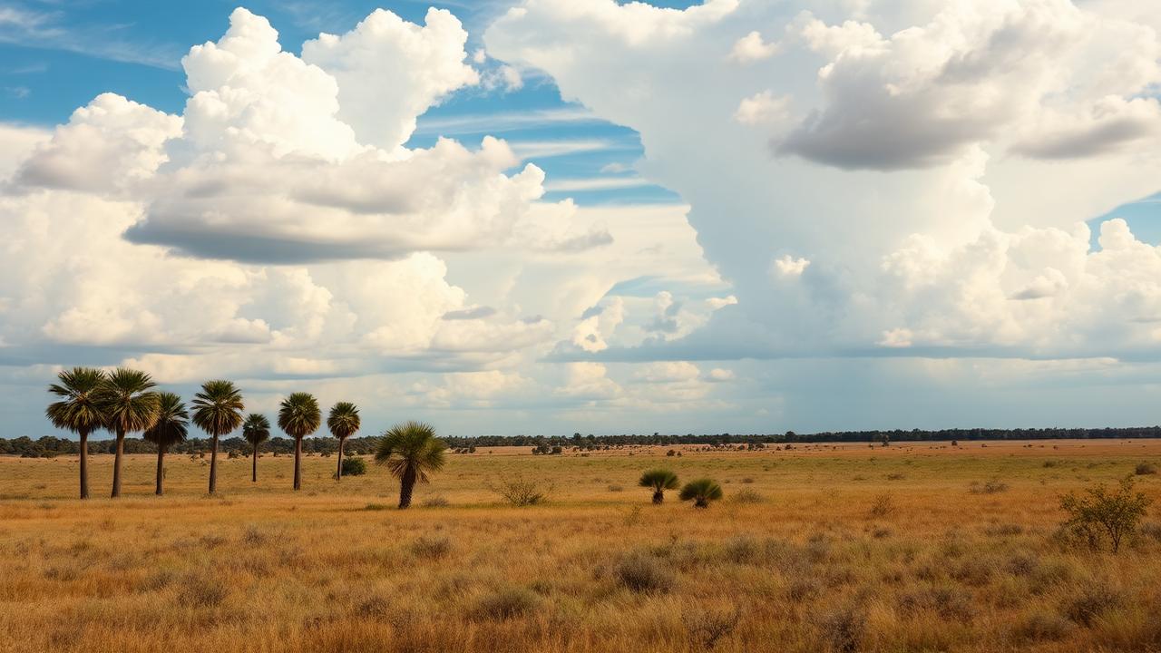Rural ranch land with palm trees in Cameron County Texas