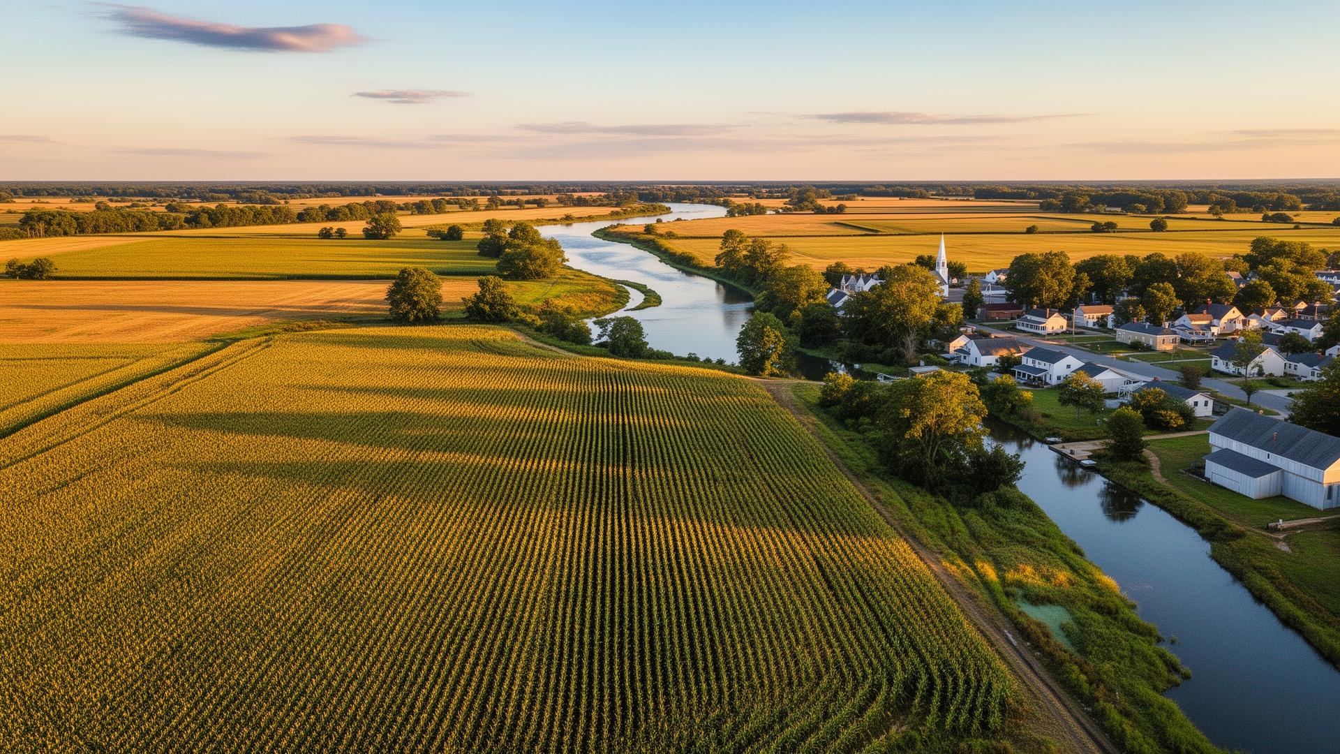 Caroline County Maryland Eastern Shore farmland along Choptank River