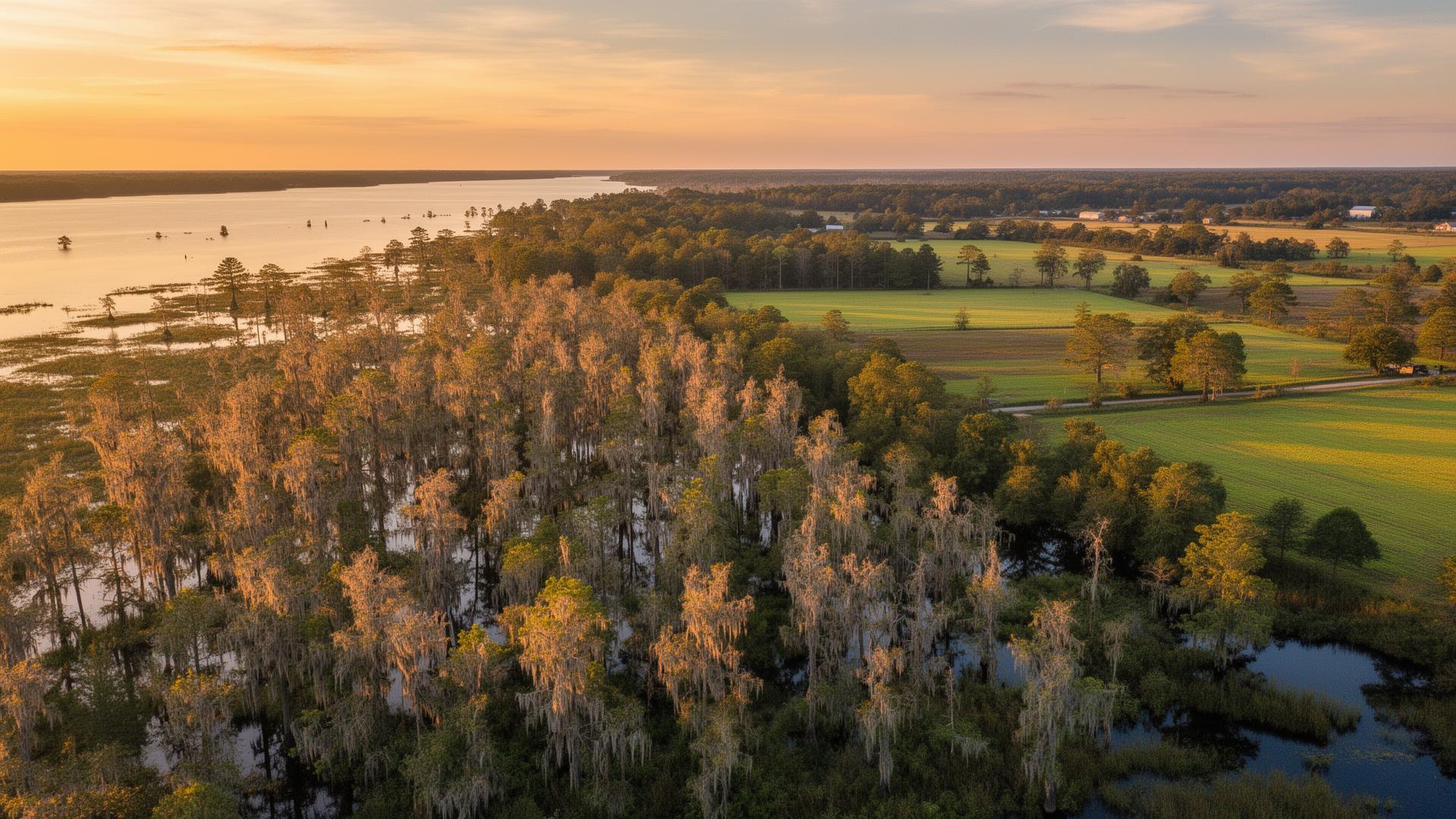 Lake Marion and cypress swamps in Clarendon County, South Carolina