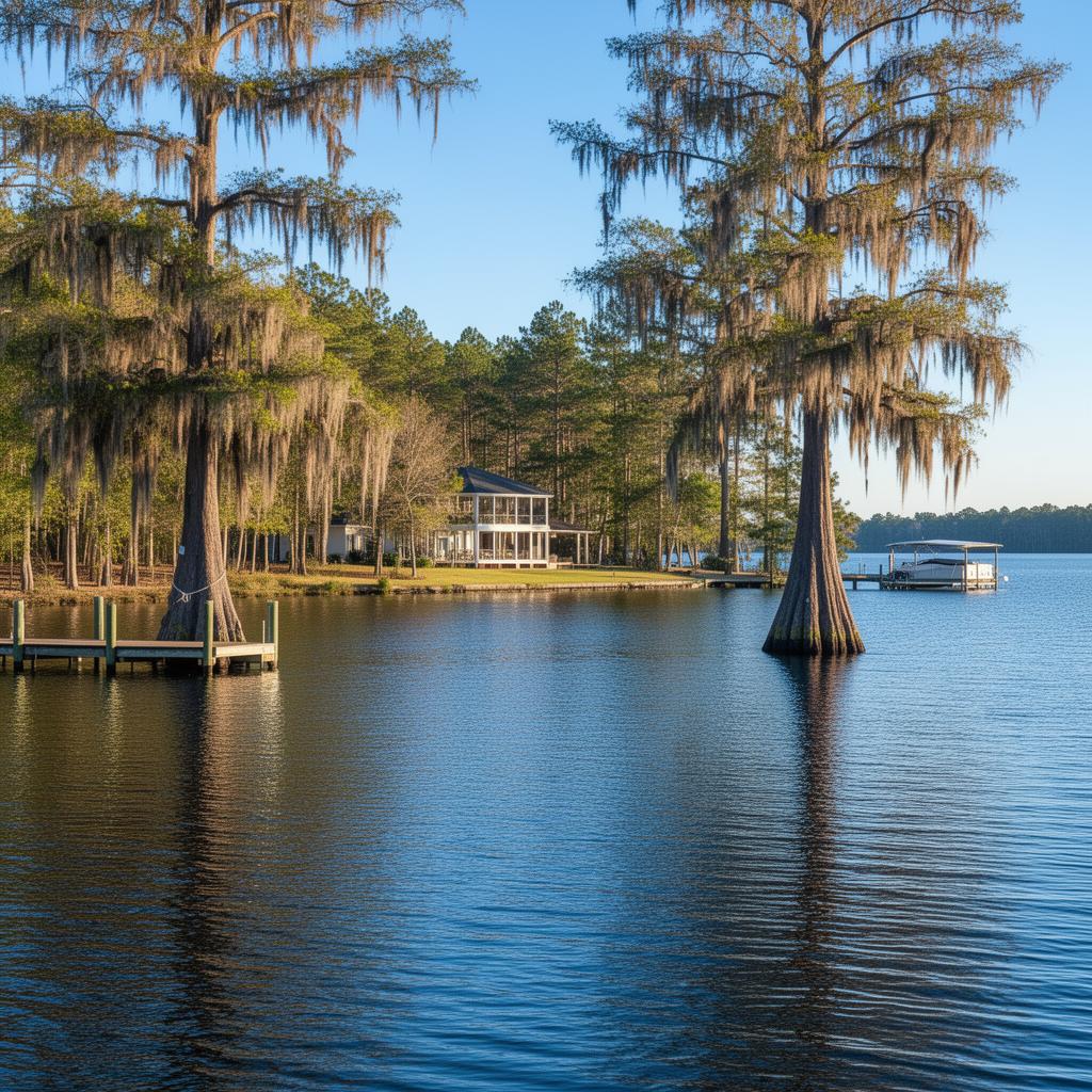 Lake Marion waterfront property with cypress trees in Clarendon County