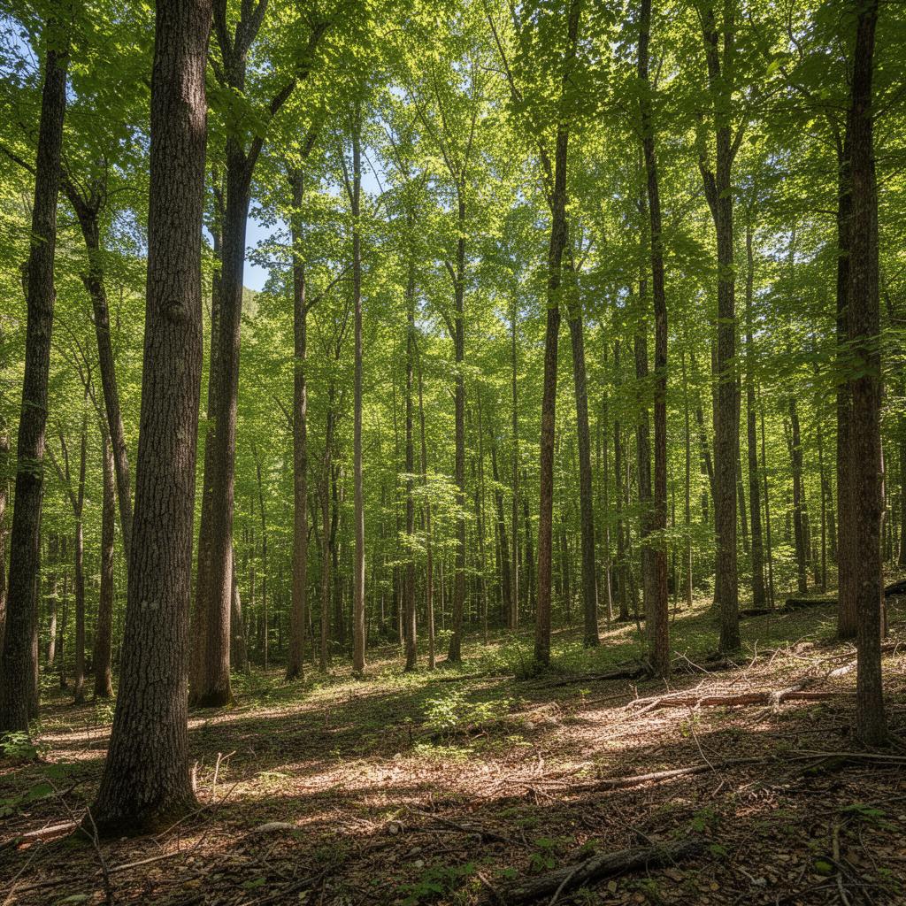 Mature hardwood forest and timberland in Clark County, Kentucky