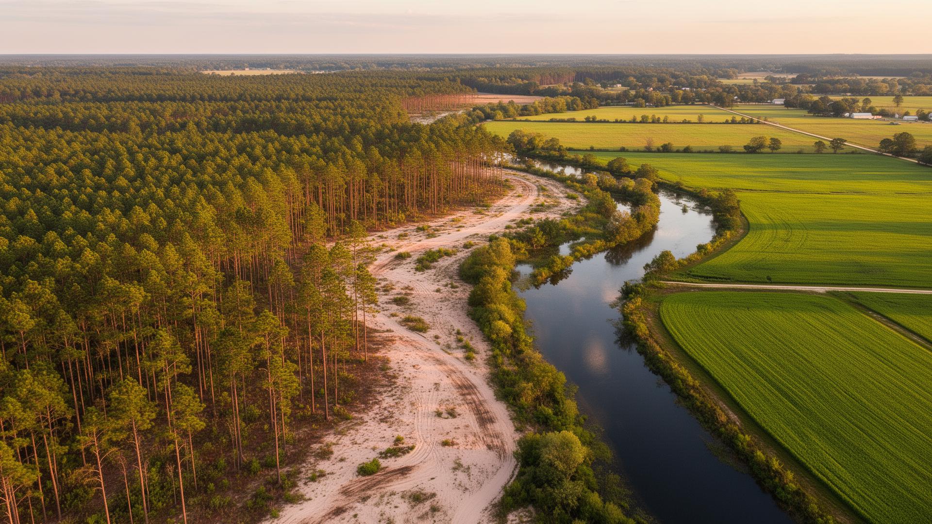 Covington County Alabama landscape with longleaf pines and rivers