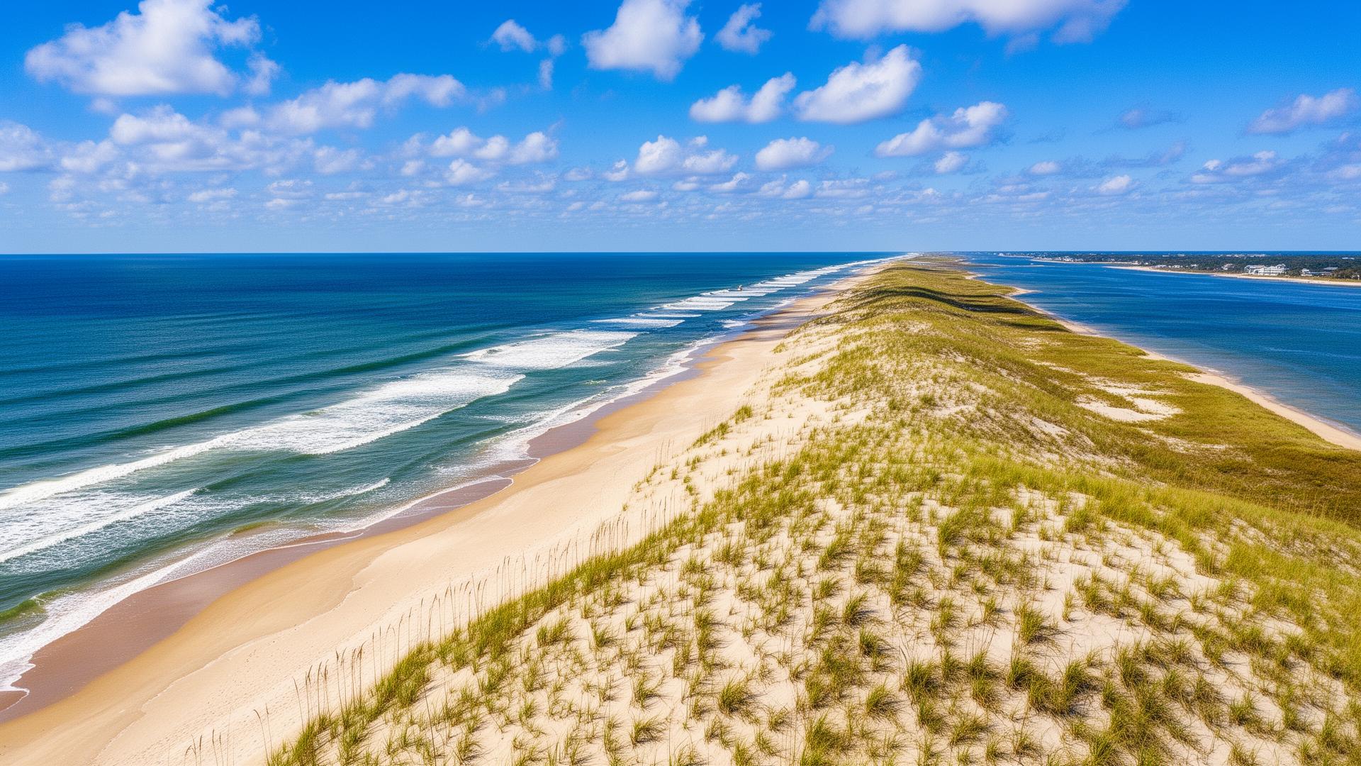 Dare County Outer Banks coastline aerial view