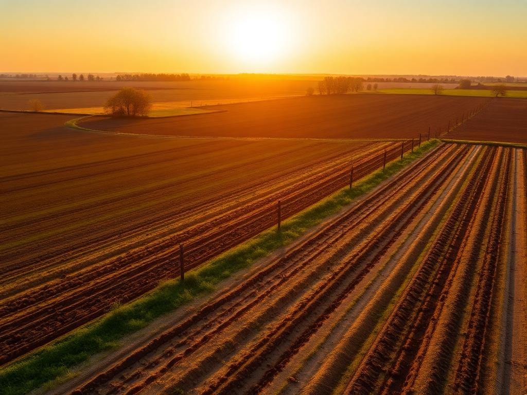 Daviess County Kentucky farmland at sunset
