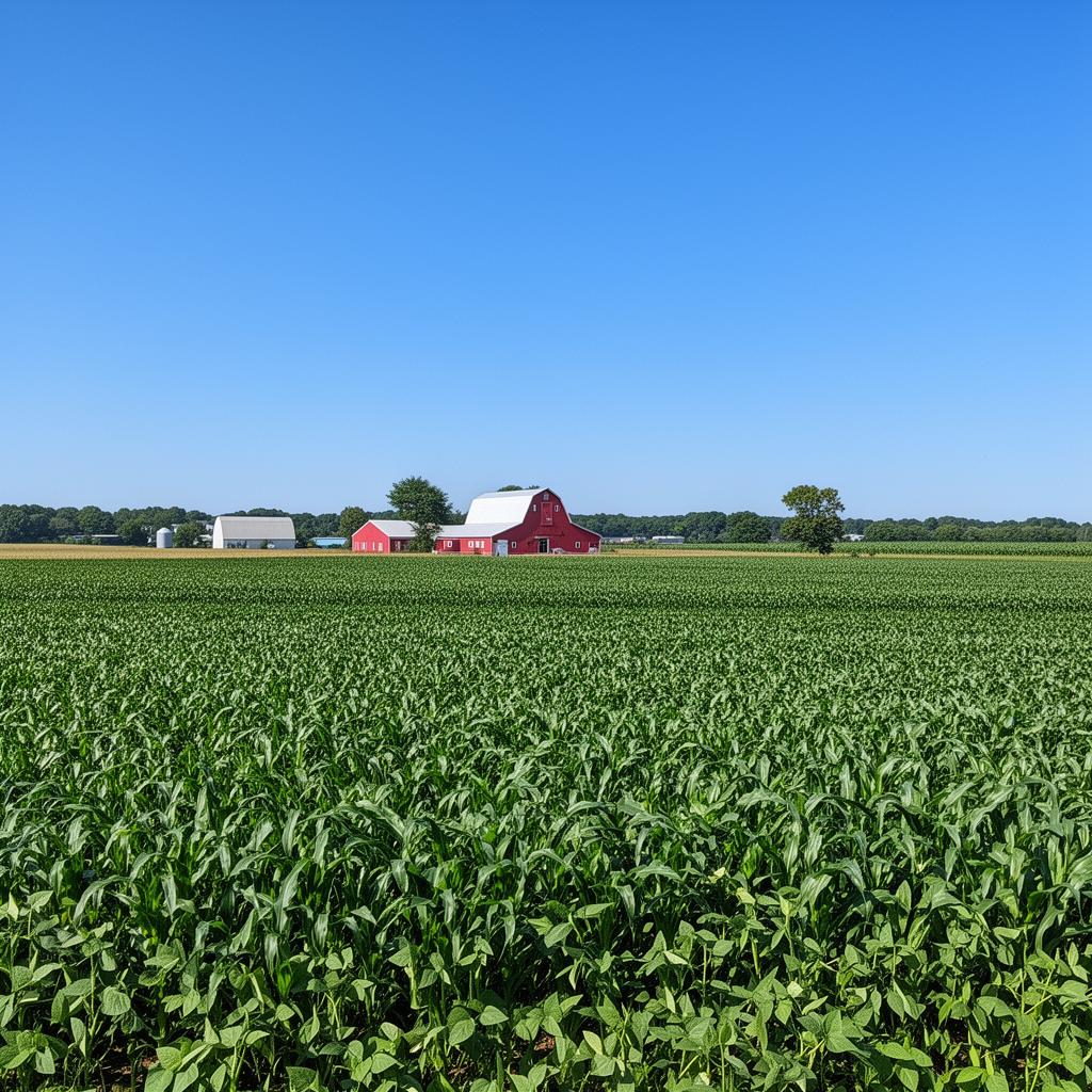 Eastern Shore farmland with crops in Dorchester County Maryland