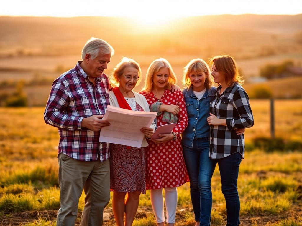 Multiple generations of family reviewing property documents together