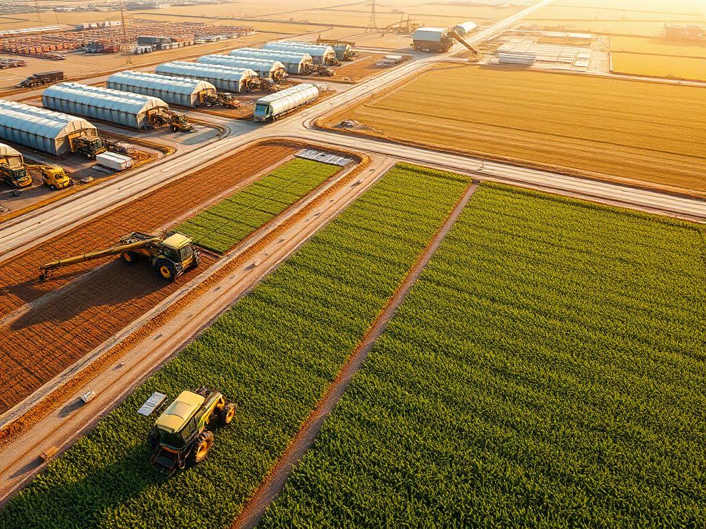 Large-scale corporate farming operations showing industry consolidation