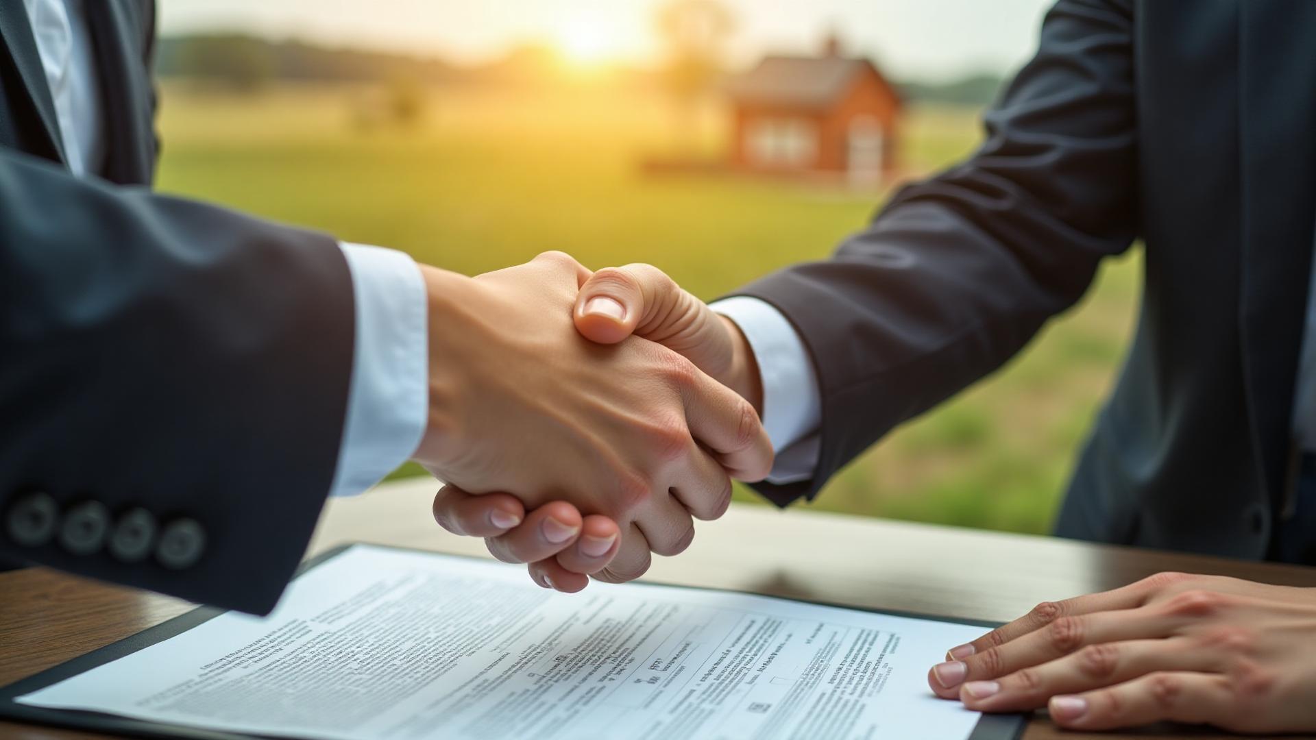 Handshake agreement over land contract representing alternative financing options