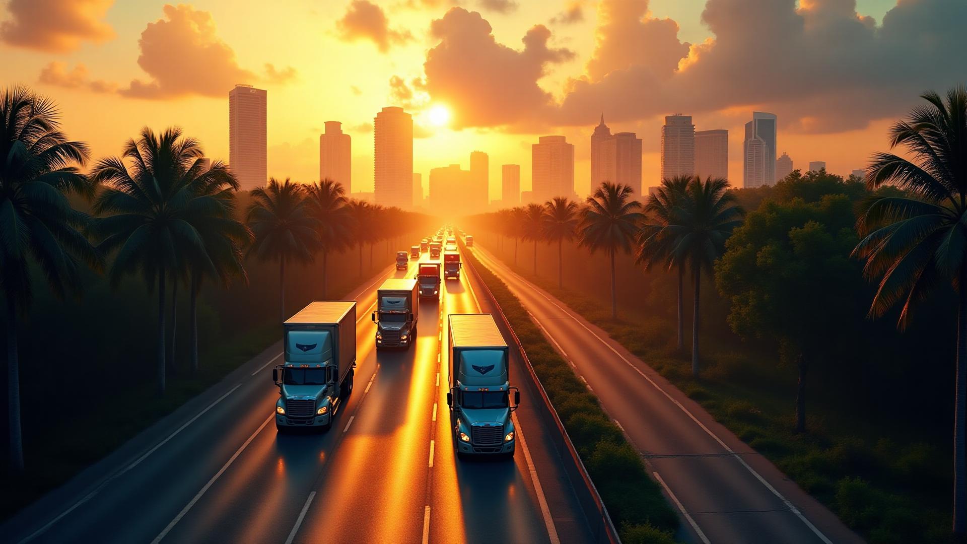 Moving trucks heading to Florida representing the Mamdani Migration