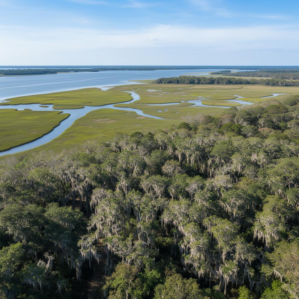 Aerial view of Georgetown County South Carolina coastal lowcountry
