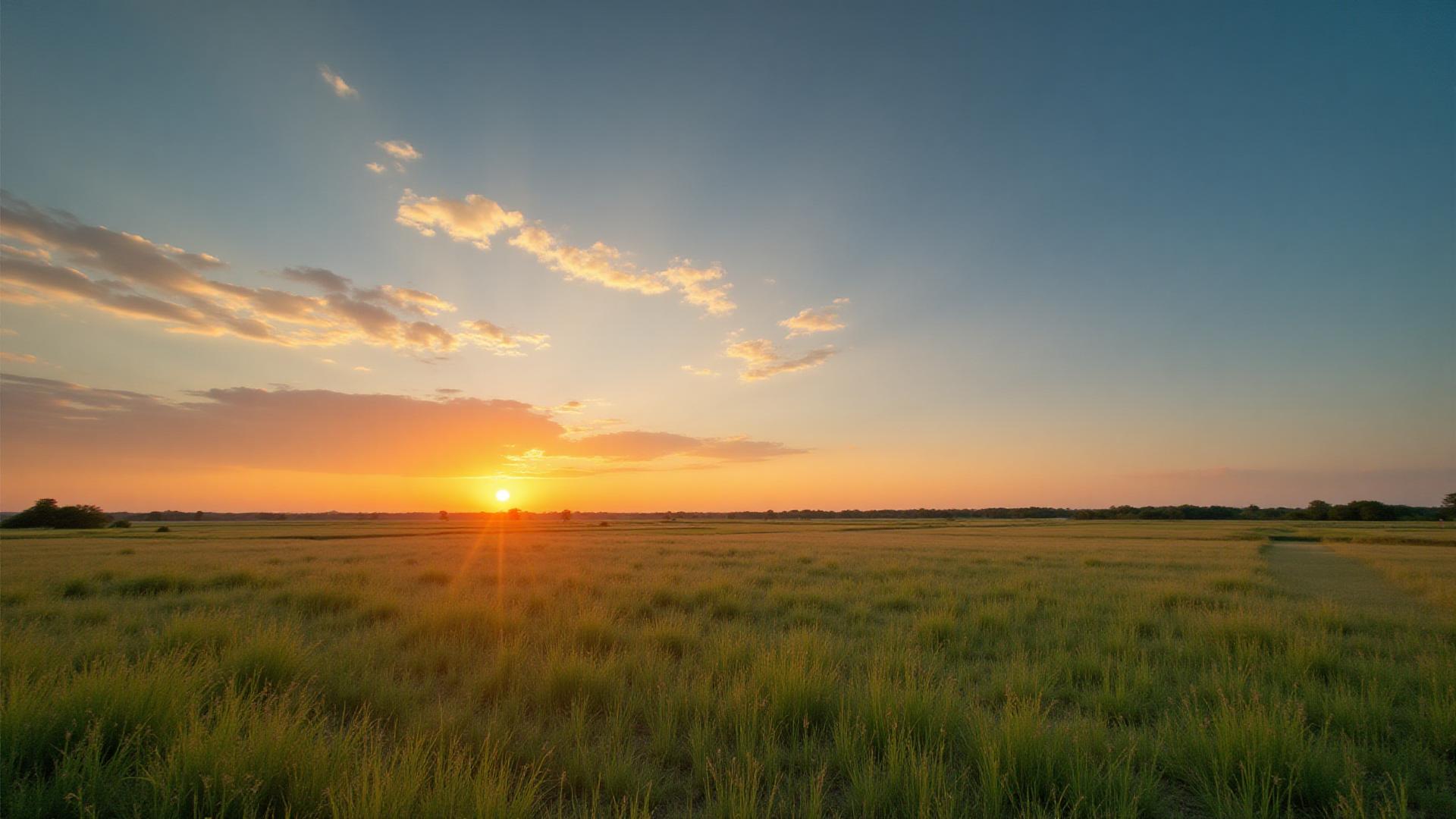 Open land in Gonzales County Texas at sunset