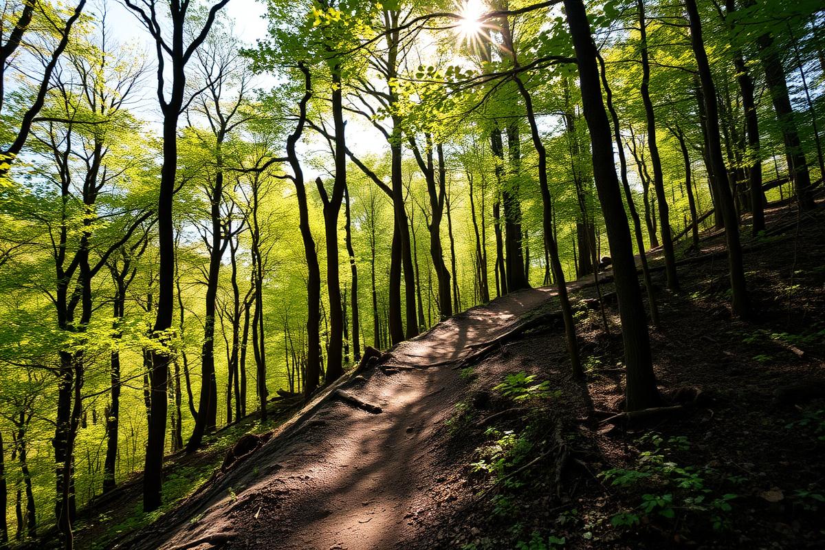 Hiking trail through Green Mountain forest preserve
