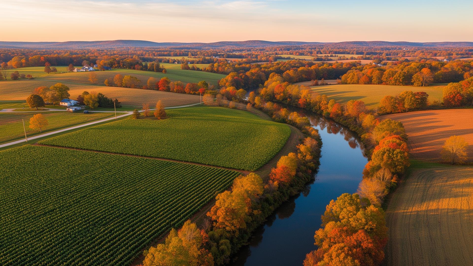 Rolling farmland in Halifax County, Virginia