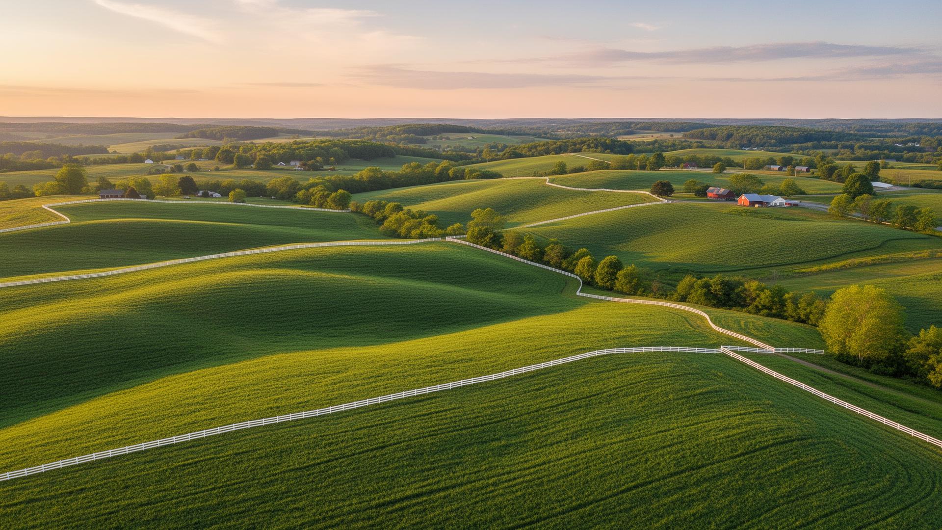 Rolling farmland in Hardin County Kentucky