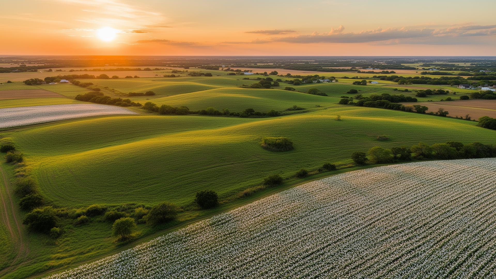 Hill County Texas farmland and cotton fields