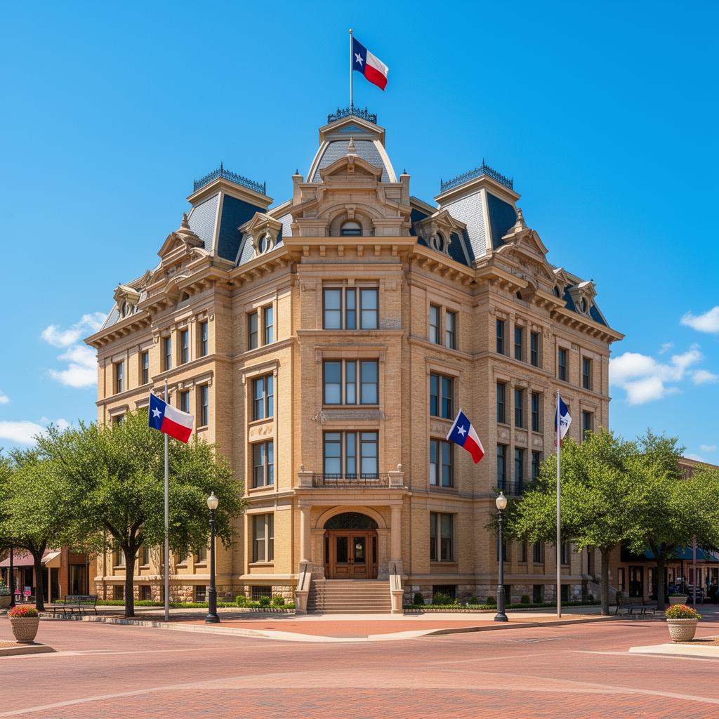 Historic Hill County Courthouse in downtown Hillsboro Texas