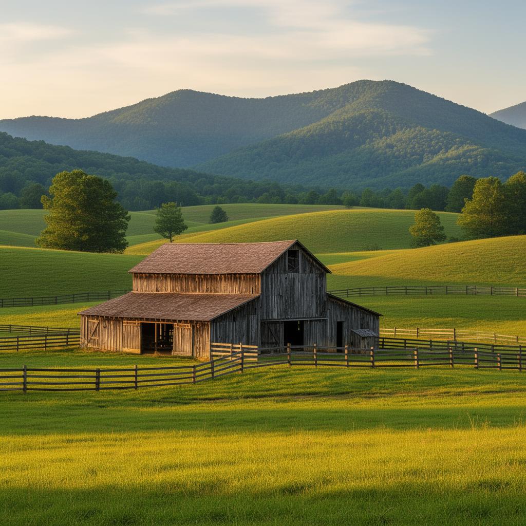 Rolling farmland with mountain backdrop in Jackson County, Alabama