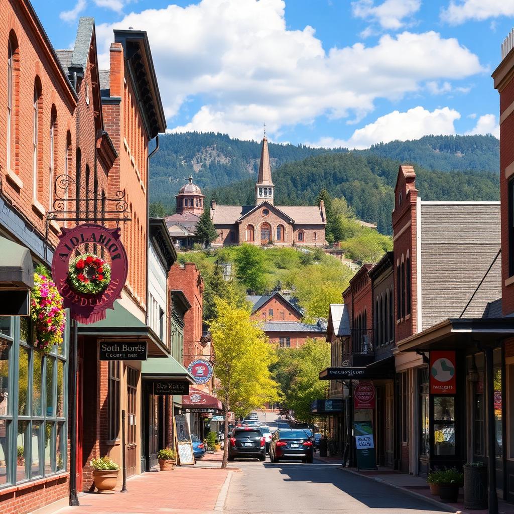 Historic downtown Sylva North Carolina with courthouse on hill