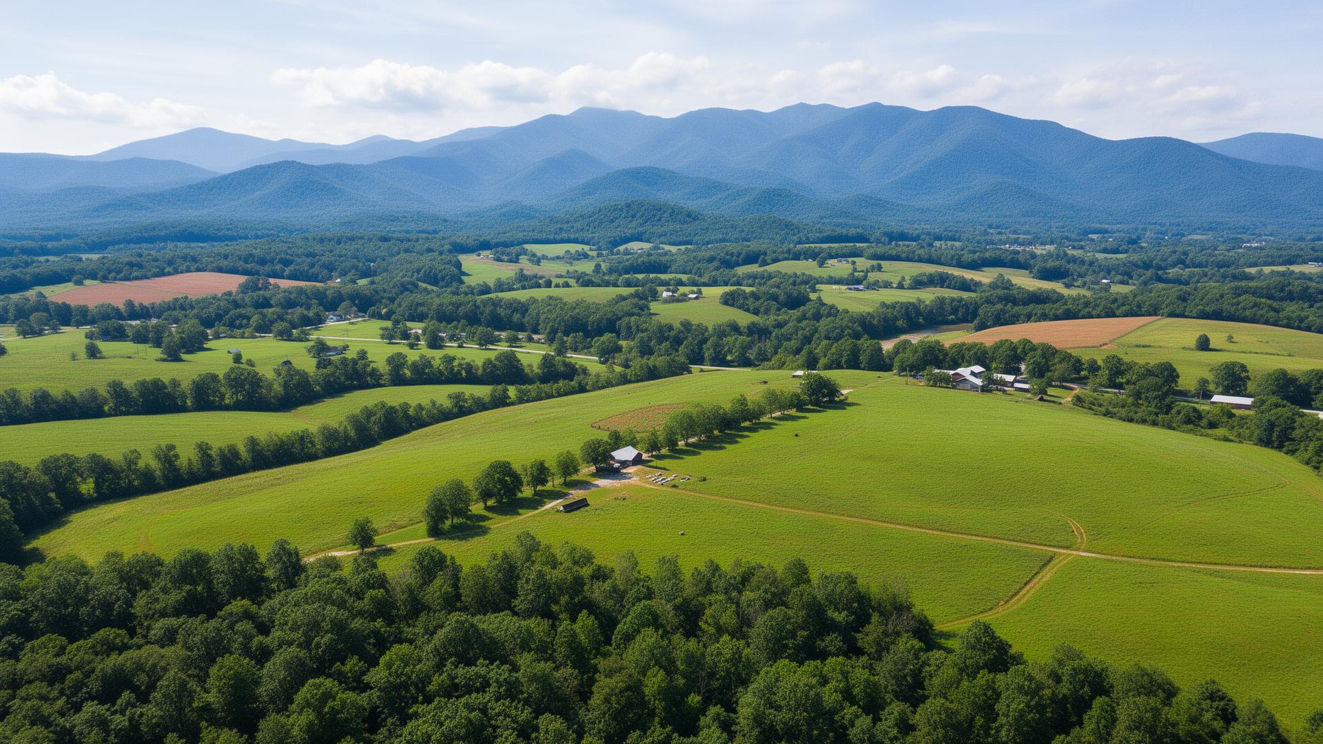 Jefferson County Tennessee rolling hills with Smoky Mountains backdrop