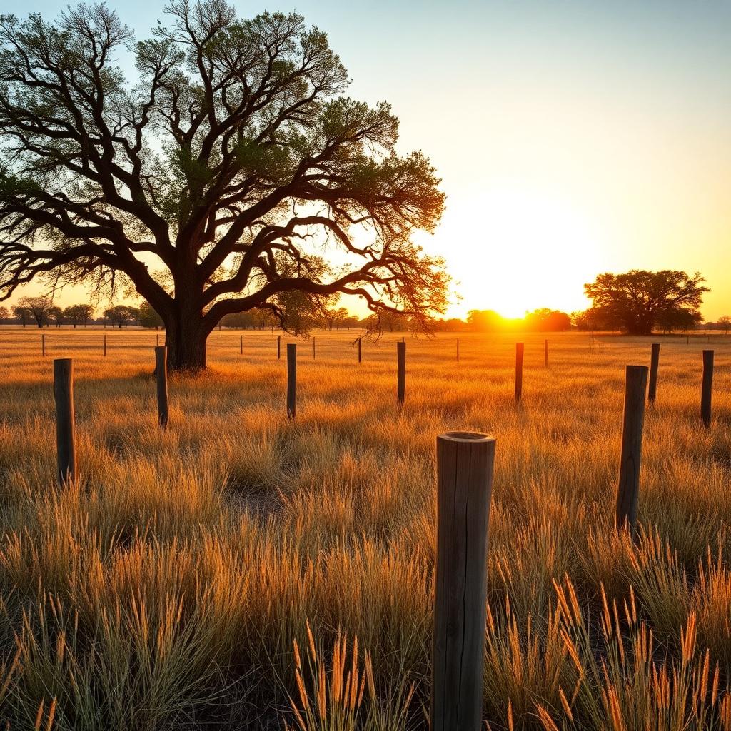 Texas prairie land with oak trees in Kaufman County