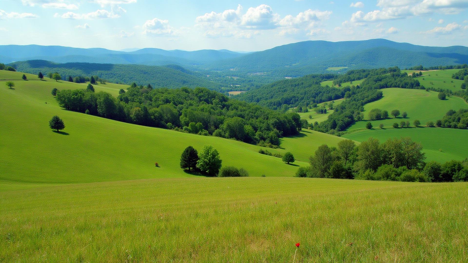 Beautiful rolling hills and farmland in Lynchburg, Virginia