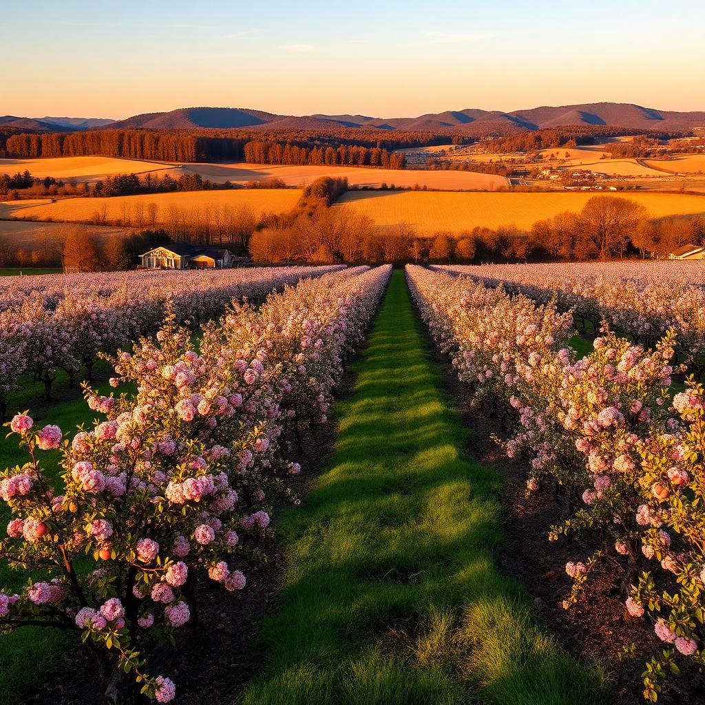 Georgia countryside with peach orchards and farmland in Monroe County
