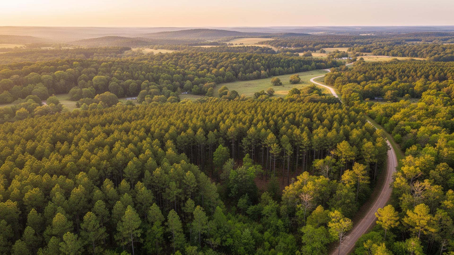 East Texas pine forest and timberland in Nacogdoches County