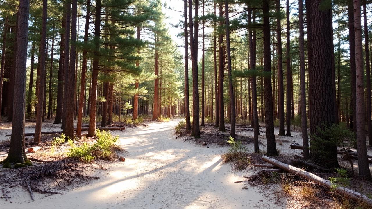 Pine Barrens sandy trail through New Jersey pine forest
