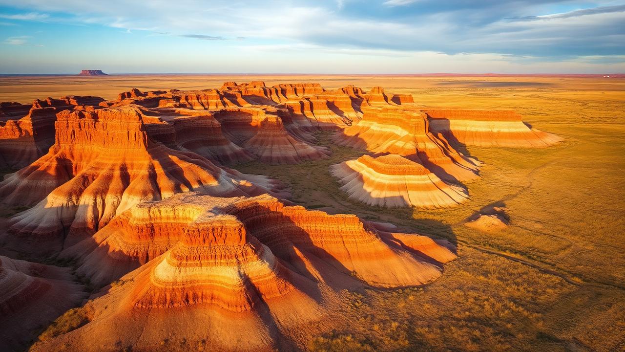 North Dakota Badlands rugged terrain with colorful layered rock formations