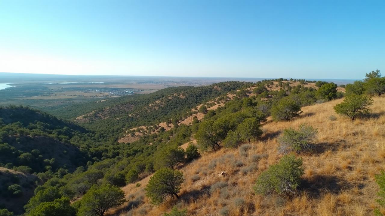 Palo Pinto County Texas rolling hills and Possum Kingdom Lake