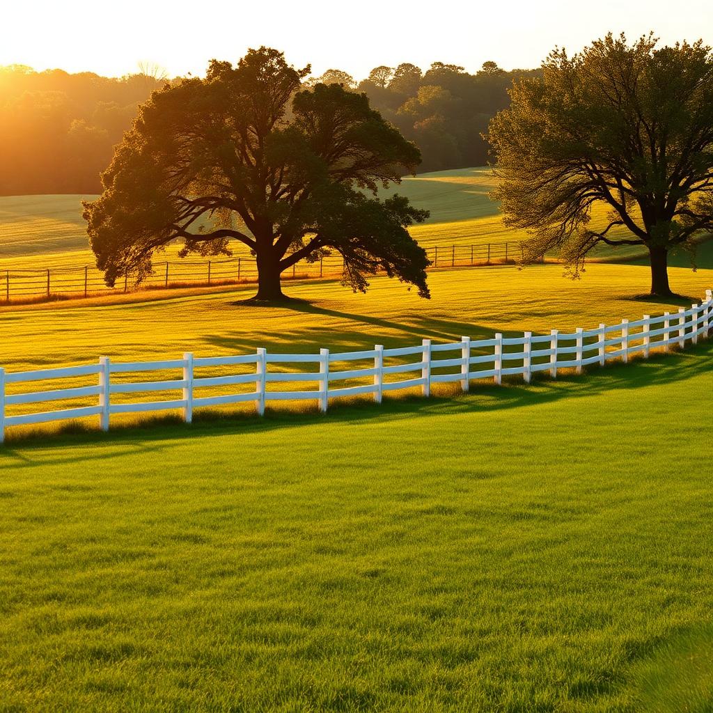 Rolling Virginia pastureland with white fences in Prince George County