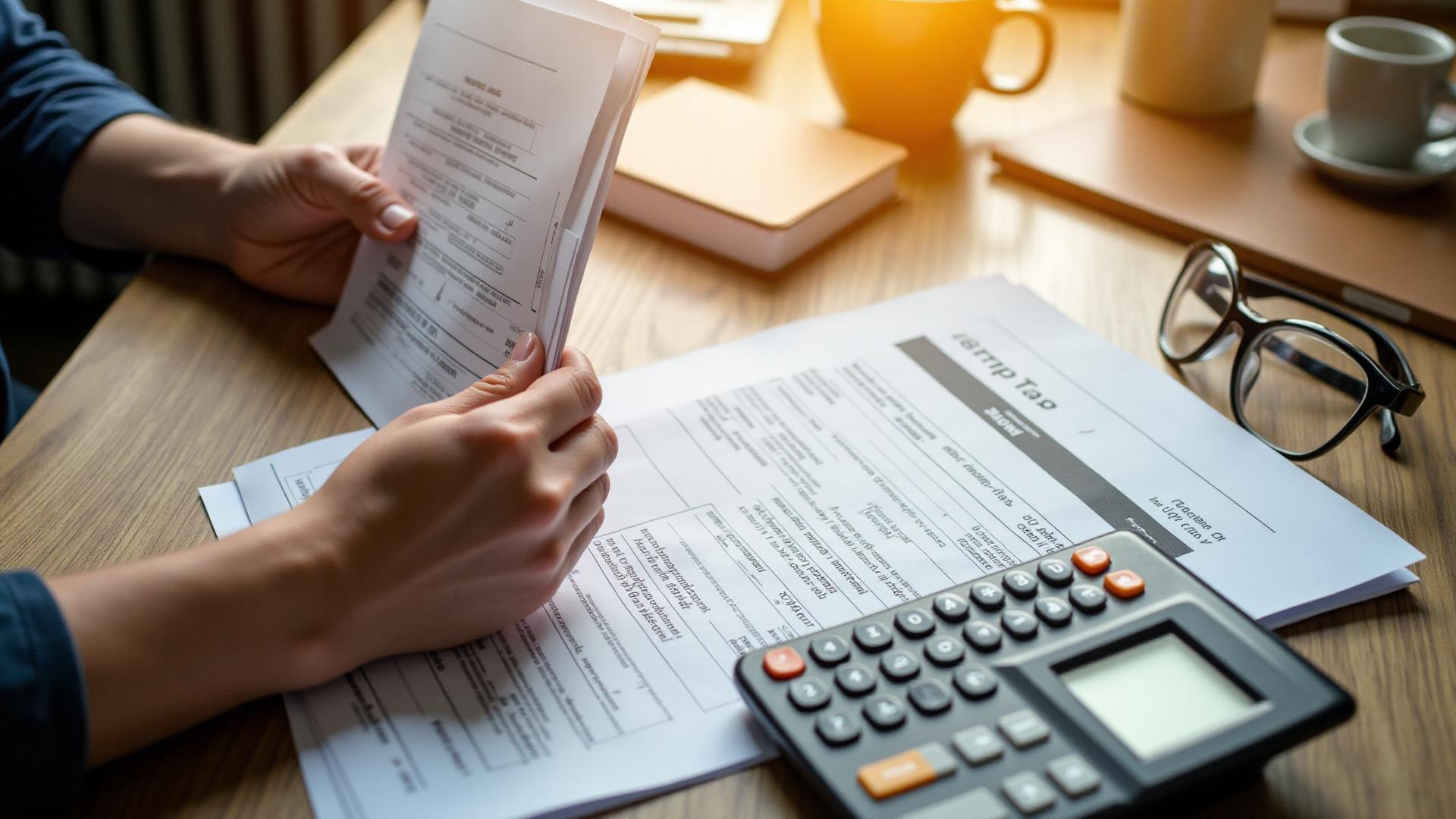 Homeowner calculating rising property tax bills