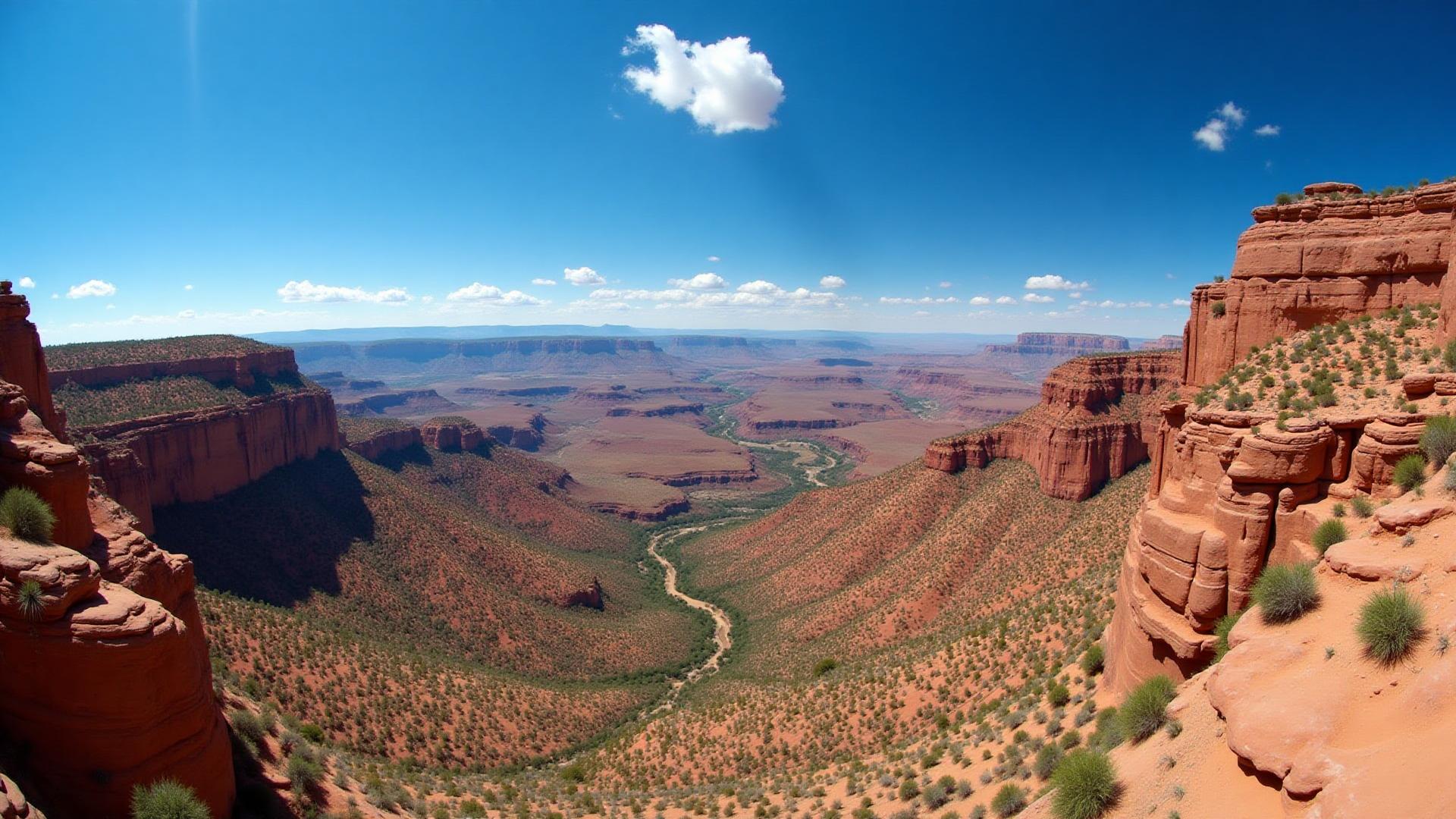 Expansive view of Rawhide Canyon Ranch showing dramatic canyon formations and vast desert landscape