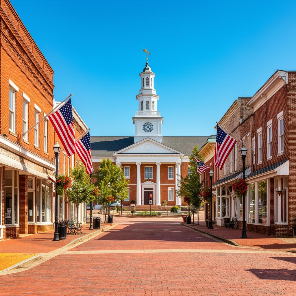 Historic downtown Rutherfordton North Carolina courthouse square