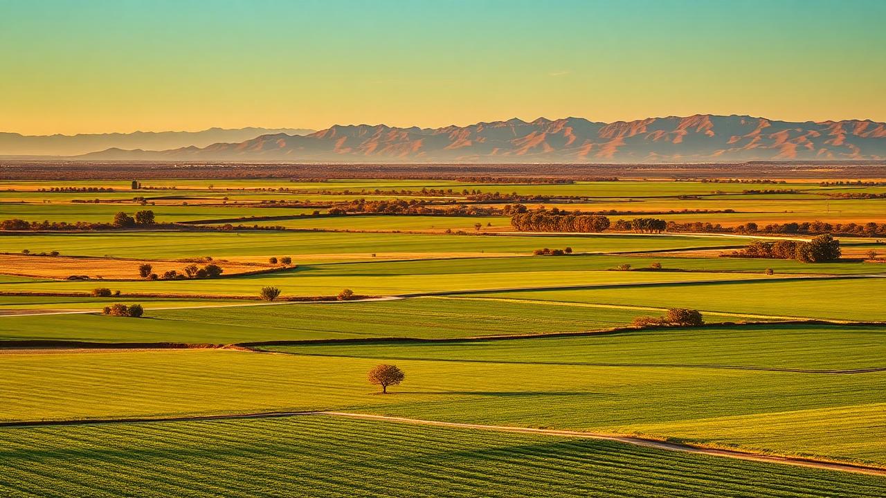 Sacramento Valley farmland with Sierra Nevada mountains