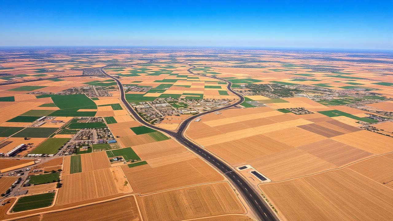 Aerial view of San Joaquin County California farmland