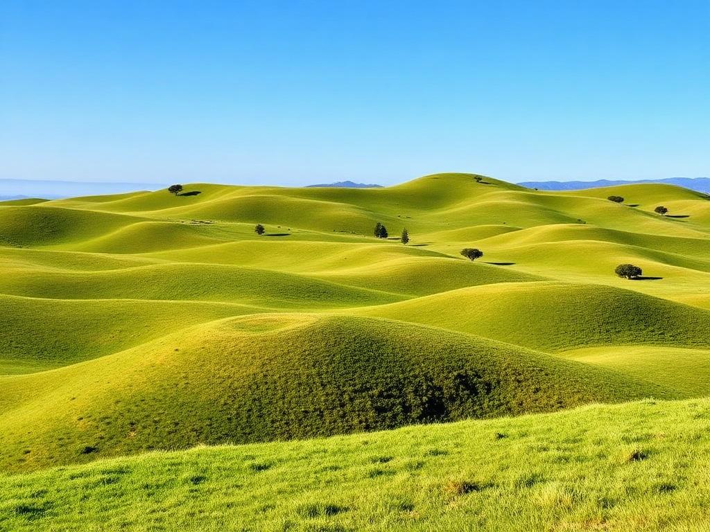 Rolling hills and grassland in San Mateo County