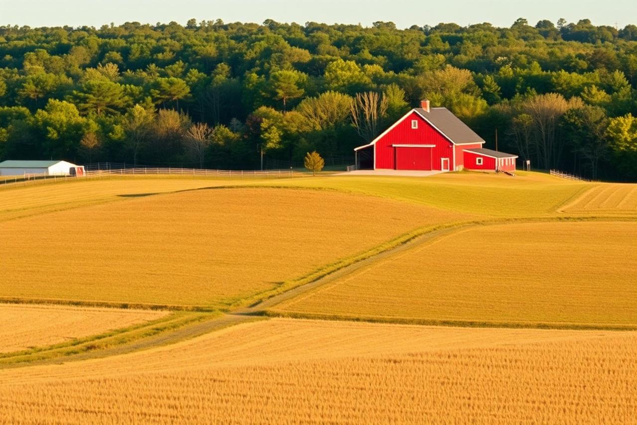 South Carolina upcountry farmland with red barn inherited property ready for sale