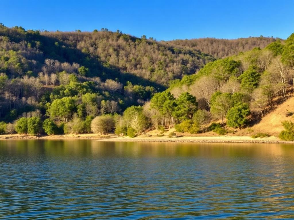 Robert S. Kerr Lake shoreline in Sequoyah County Oklahoma