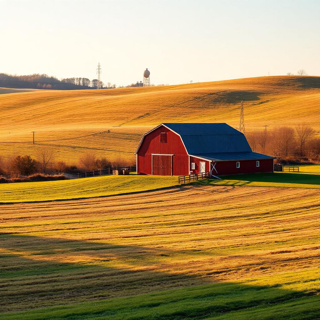 Shelby County farmland with red barn
