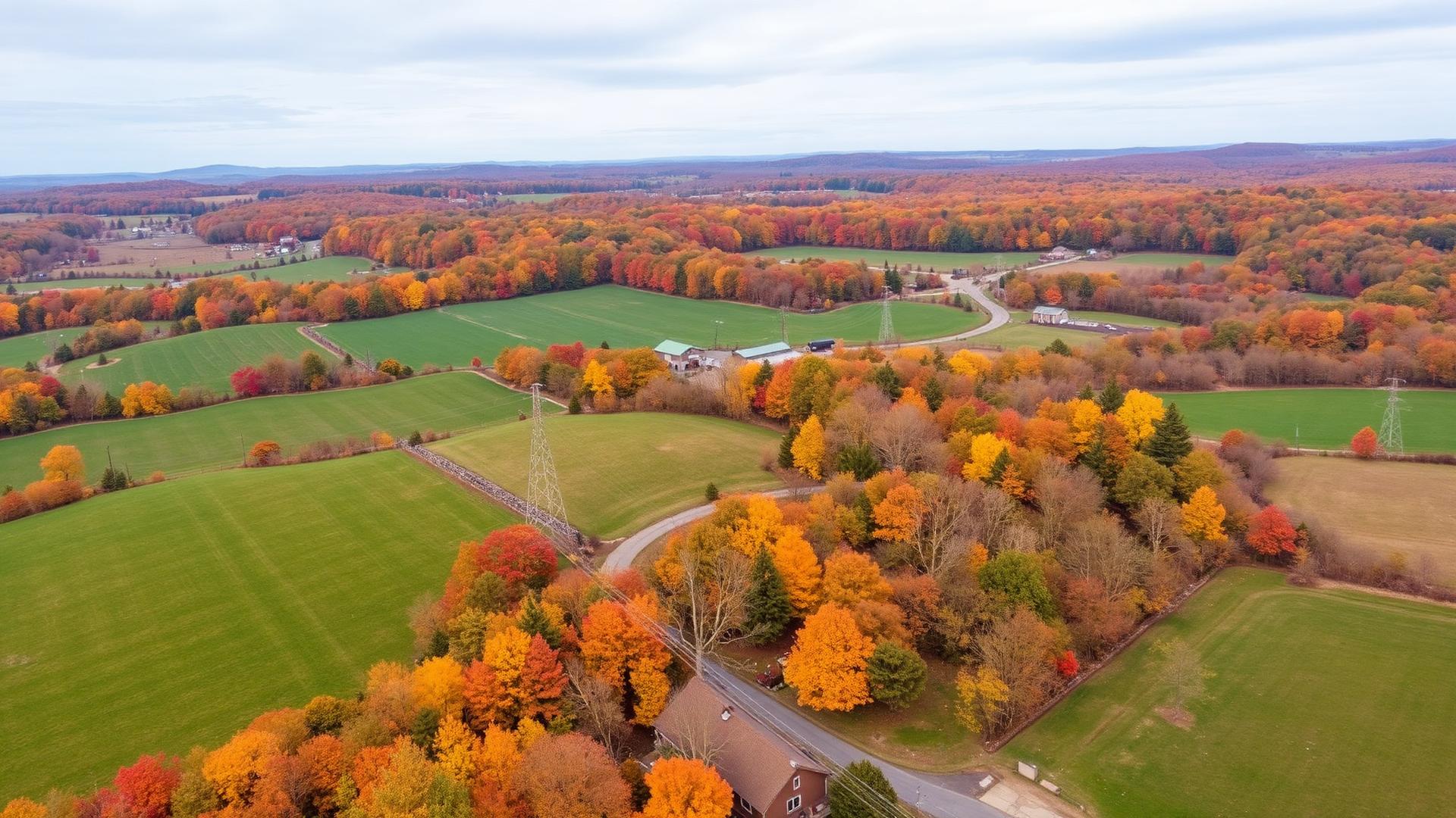 Connecticut countryside landscape with wooded lots and rolling hills available for cash sale