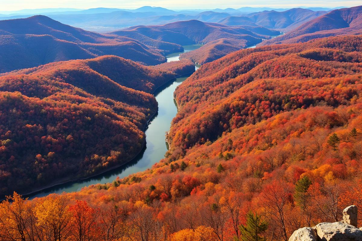 Tennessee River valley view from mountain overlook