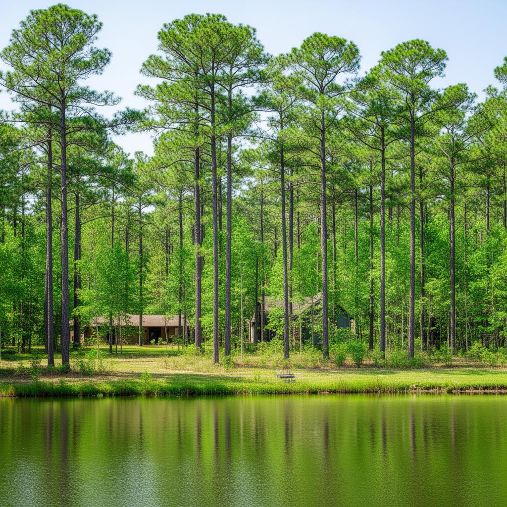 East Texas pine forest and lake