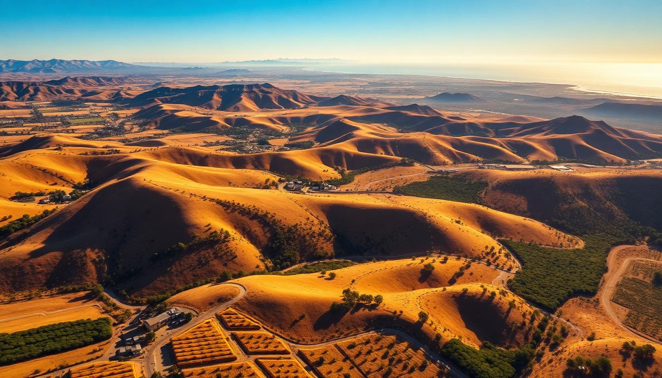 Ventura County California golden hills and farmland