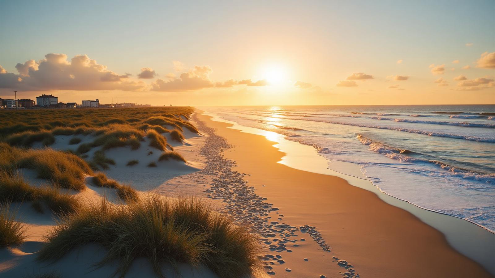 Virginia Beach coastline at sunset